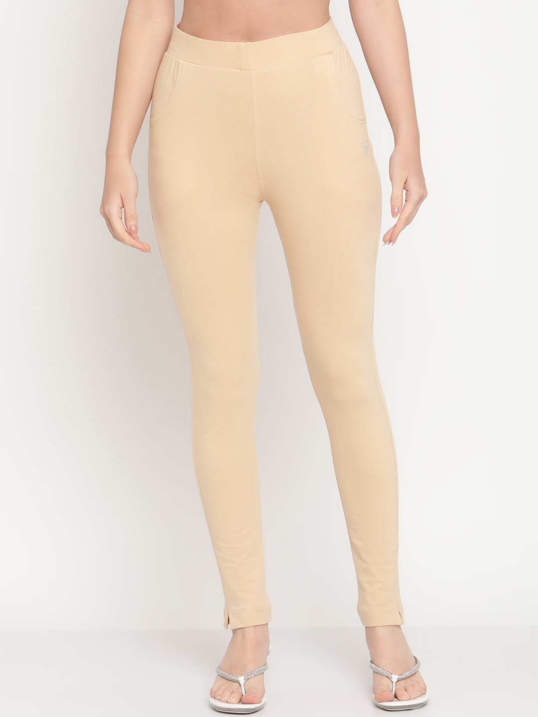 TAG 7 Women Beige Solid Ankle-Length Leggings Price in India