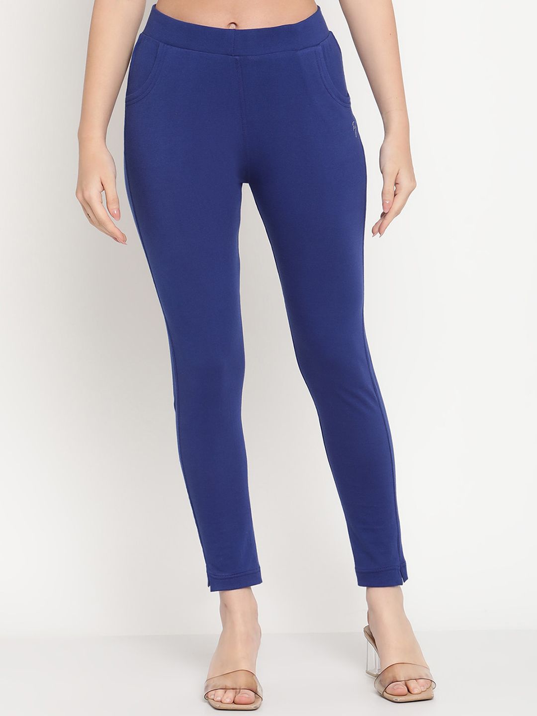 TAG 7 Women Blue Solid Ankle-Length Leggings Price in India