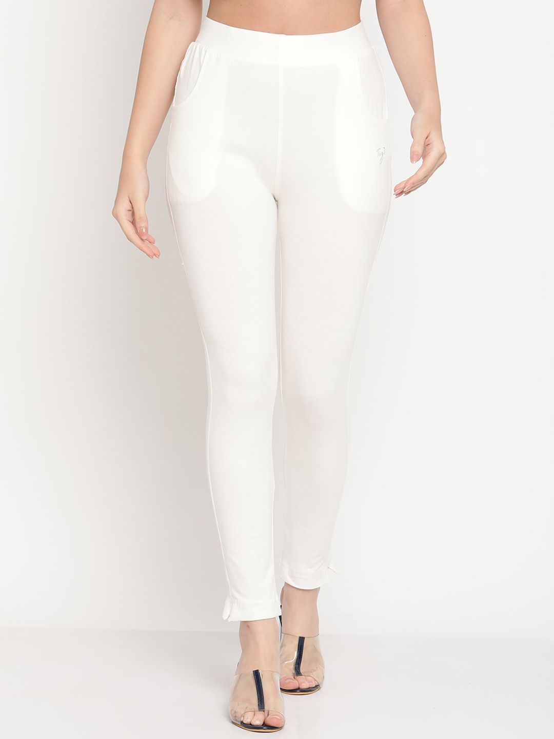 TAG 7 Women Off-White Solid Ankle-Length Leggings Price in India