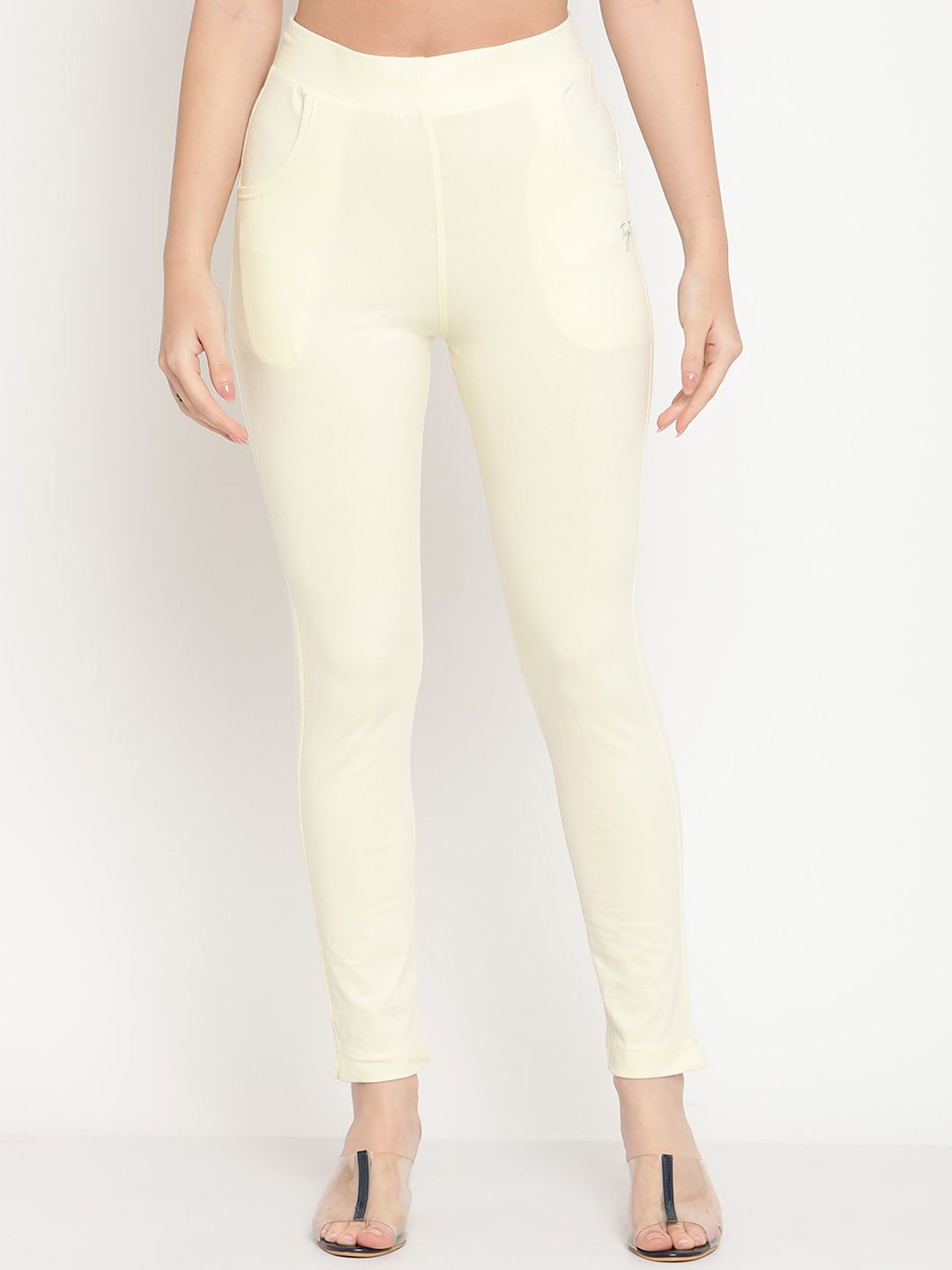 TAG 7 Women Off-White Solid Ankle Length Leggings Price in India