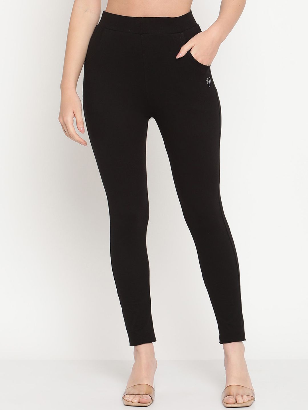 TAG 7 Women Black Solid Ankle-Length Leggings Price in India