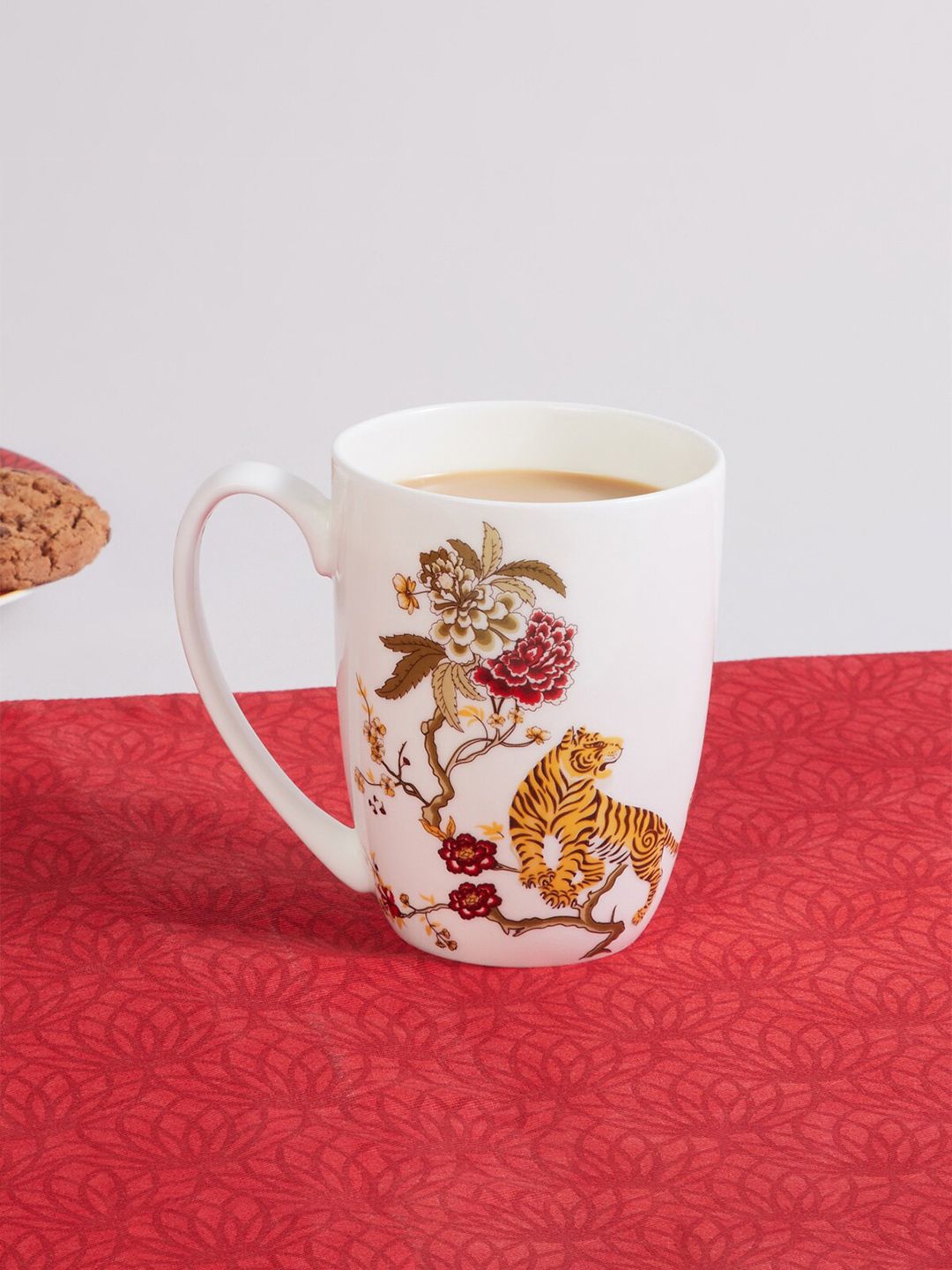 Home Centre White & Brown Printed Bone China Matte Mug Price in India