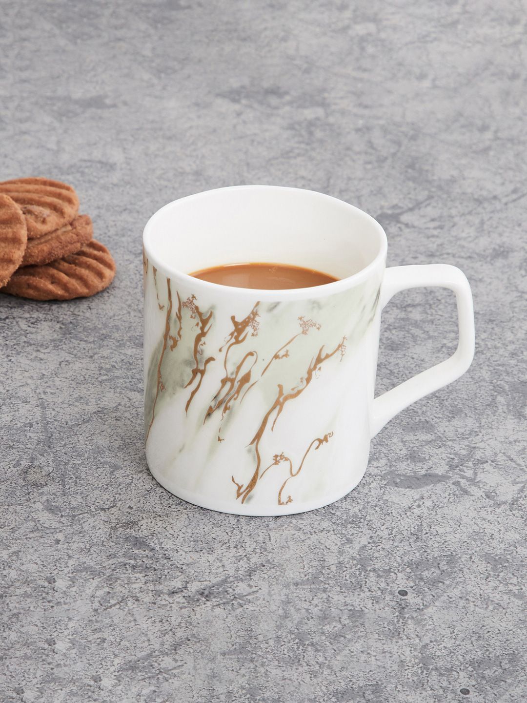 Home Centre Beige & White Printed Bone China Glossy Mugs Set of Cups and Mugs Price in India