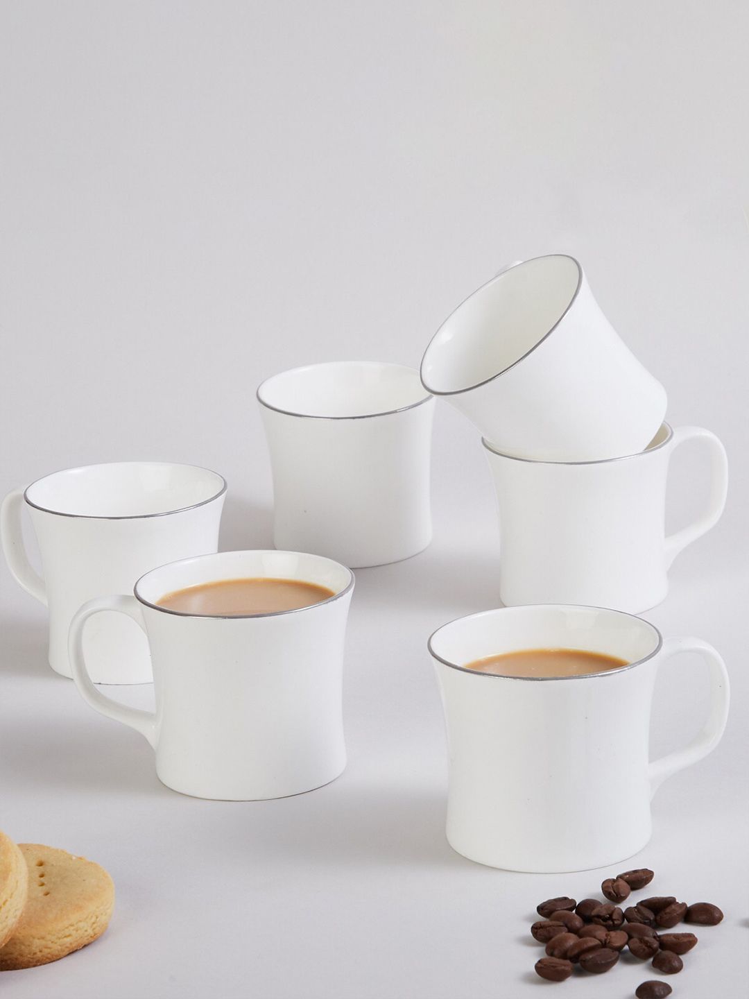 Home Centre White Set of 6 Solid Bone China Matte 180ml Mugs Set of Cups and Mugs Price in India