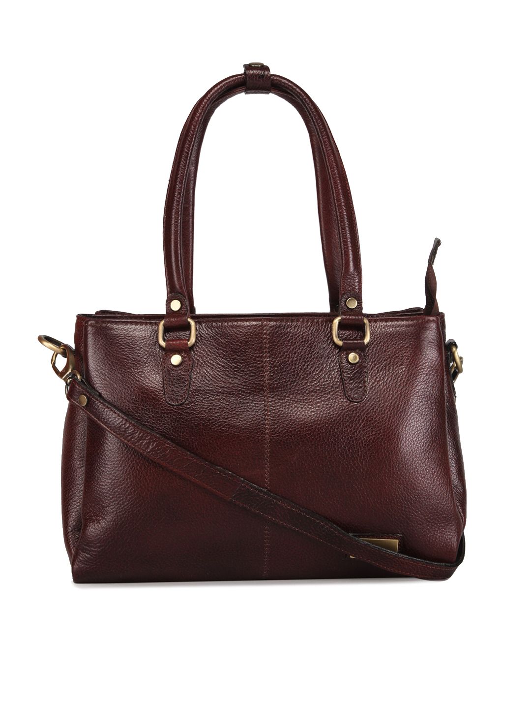 GENWAYNE Women Brown Leather Structured Handheld Bag Price in India