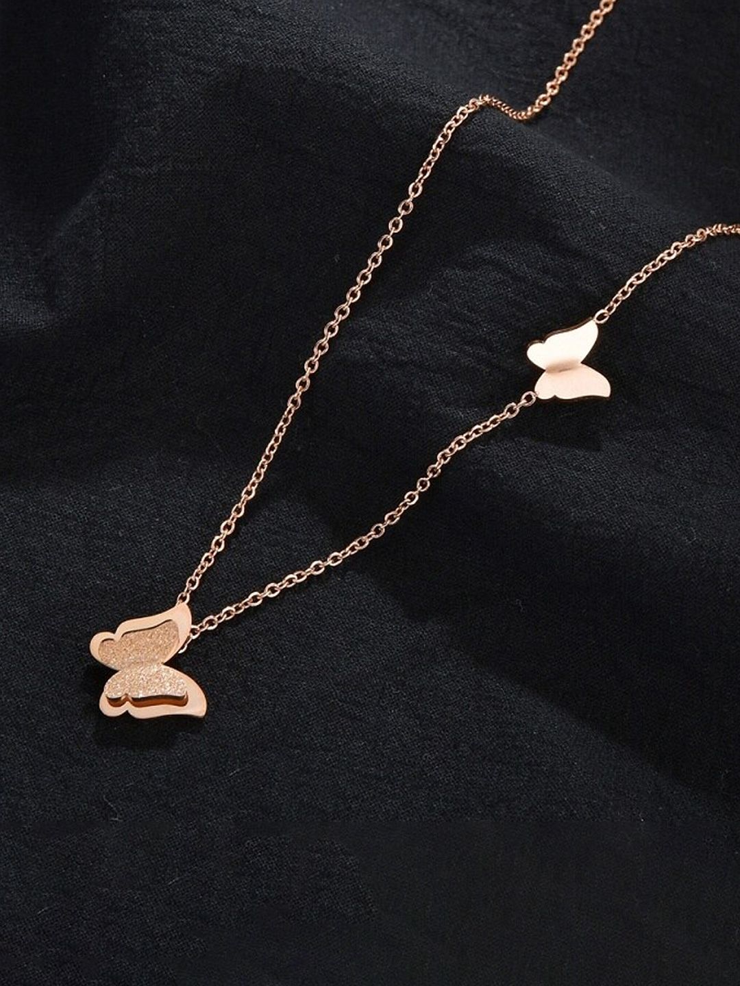 YouBella Women Rose-Gold Plated Butterfly Necklace Price in India