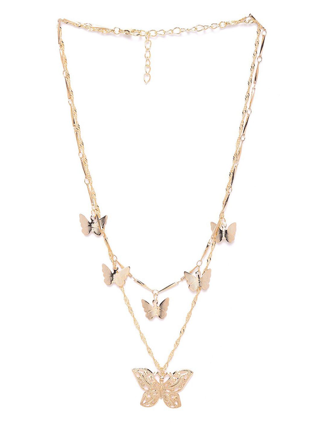 YouBella Gold-Plated Butterfly Shaped Layered Necklace Price in India