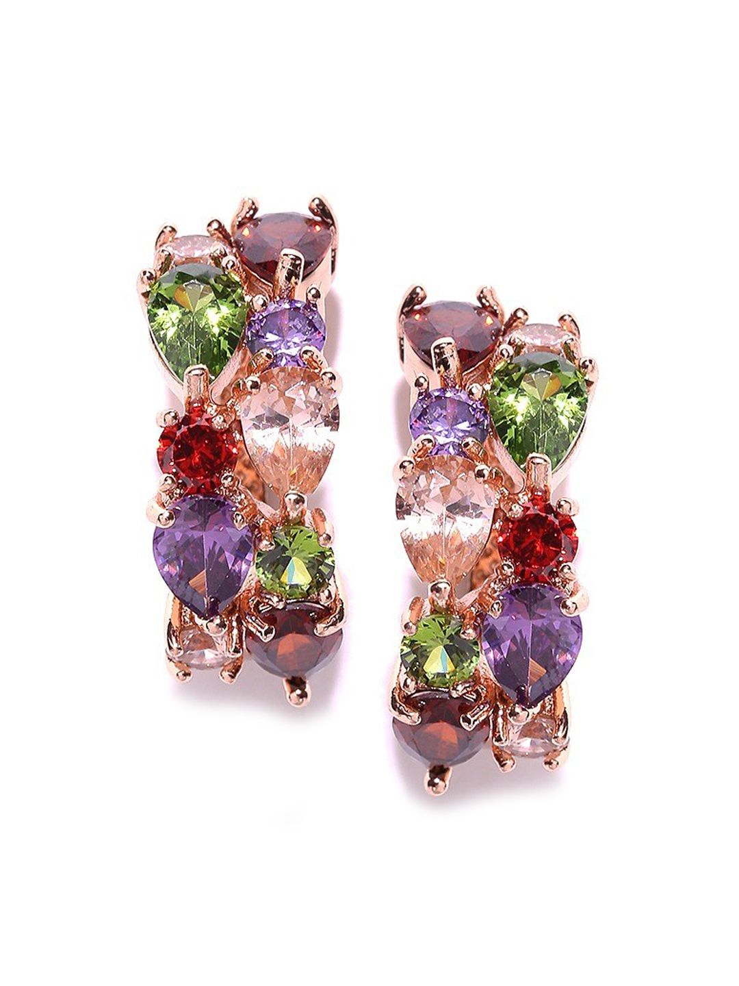 YouBella Peach-Coloured & Gold-Plated Contemporary Studs Earrings Price in India