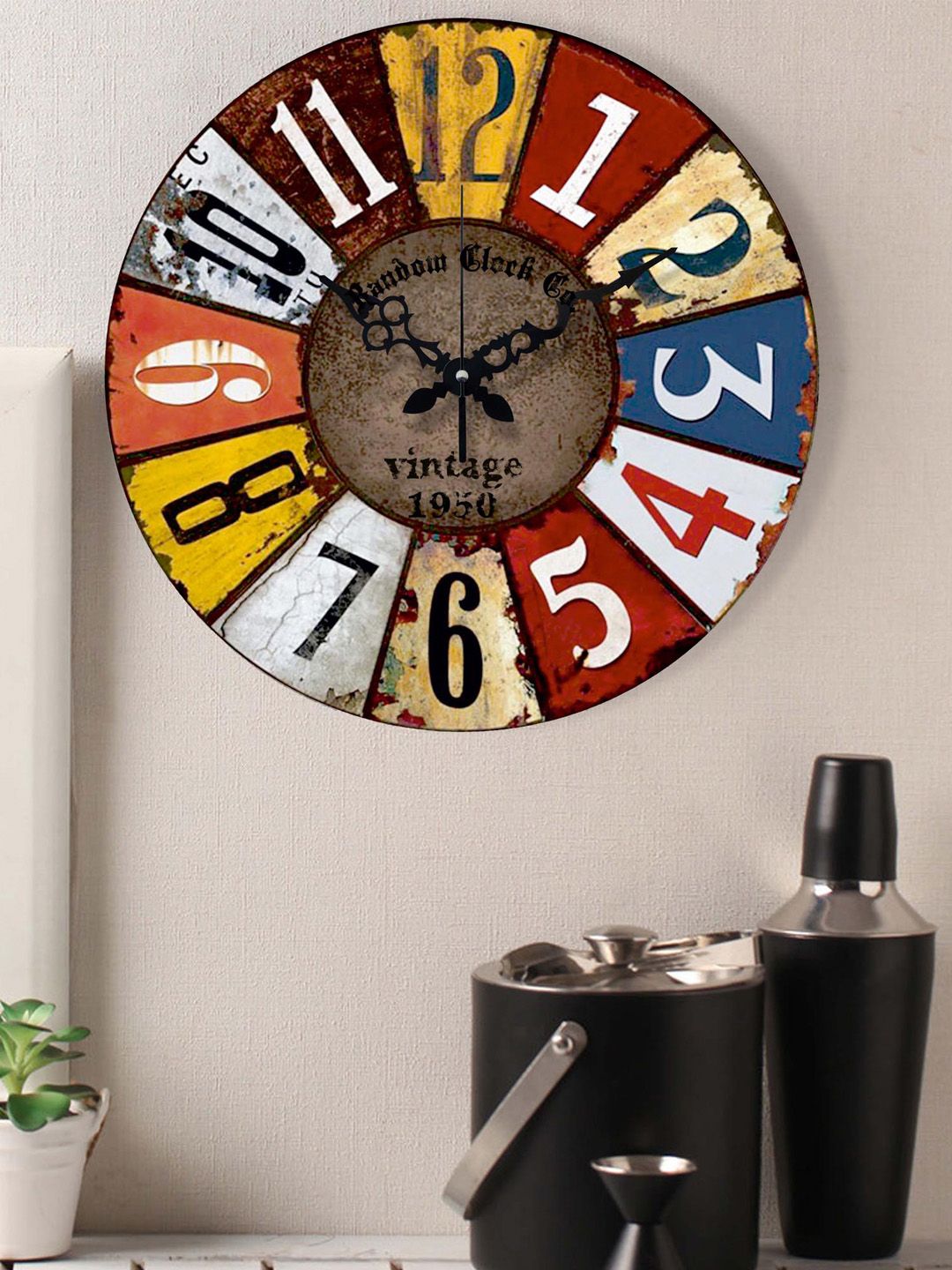 RANDOM Multicoloured Analogue 37 cm Wall Clock Price in India