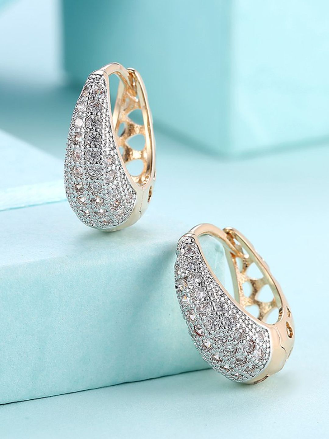 YouBella Gold-Toned Contemporary Hoop Earrings Price in India