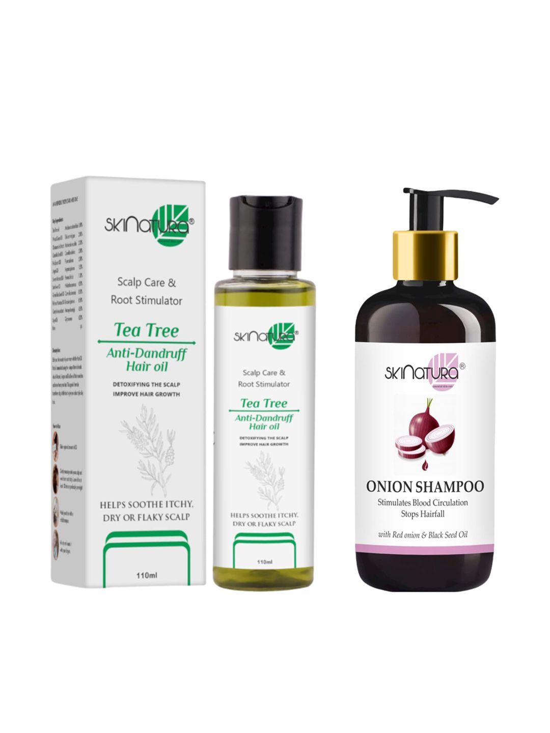 Skinatura Tea Tree Anti-Dandruff Hair Oil & Onion Shampoo Combo - 110ml+300ml Price in India