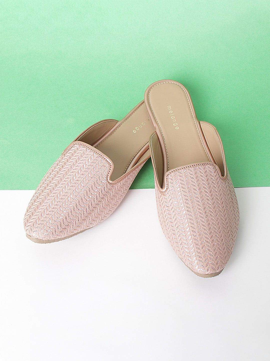 Melange by Lifestyle Women Rose Gold Woven Design Flatforms Price in India