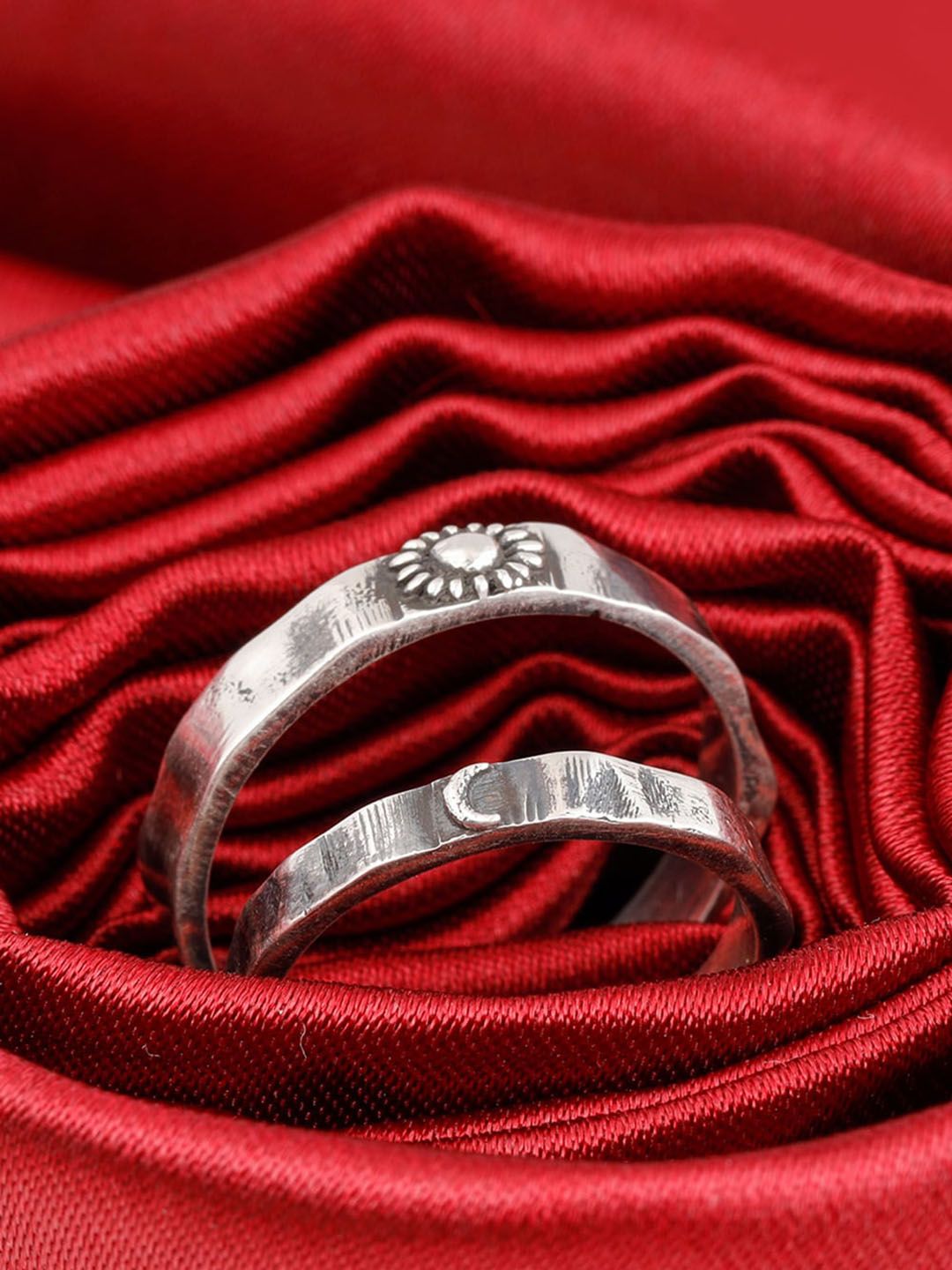 GIVA 925 Sterling Silver Rhodium-Plated Design Detailed Couple Rings Price in India