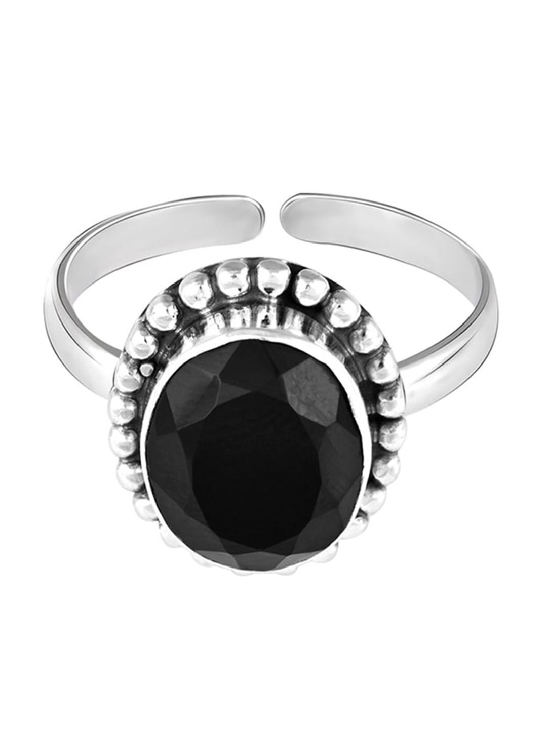 GIVA Women Black 925 Sterling Silver Rhodium Plated Ring Price in India