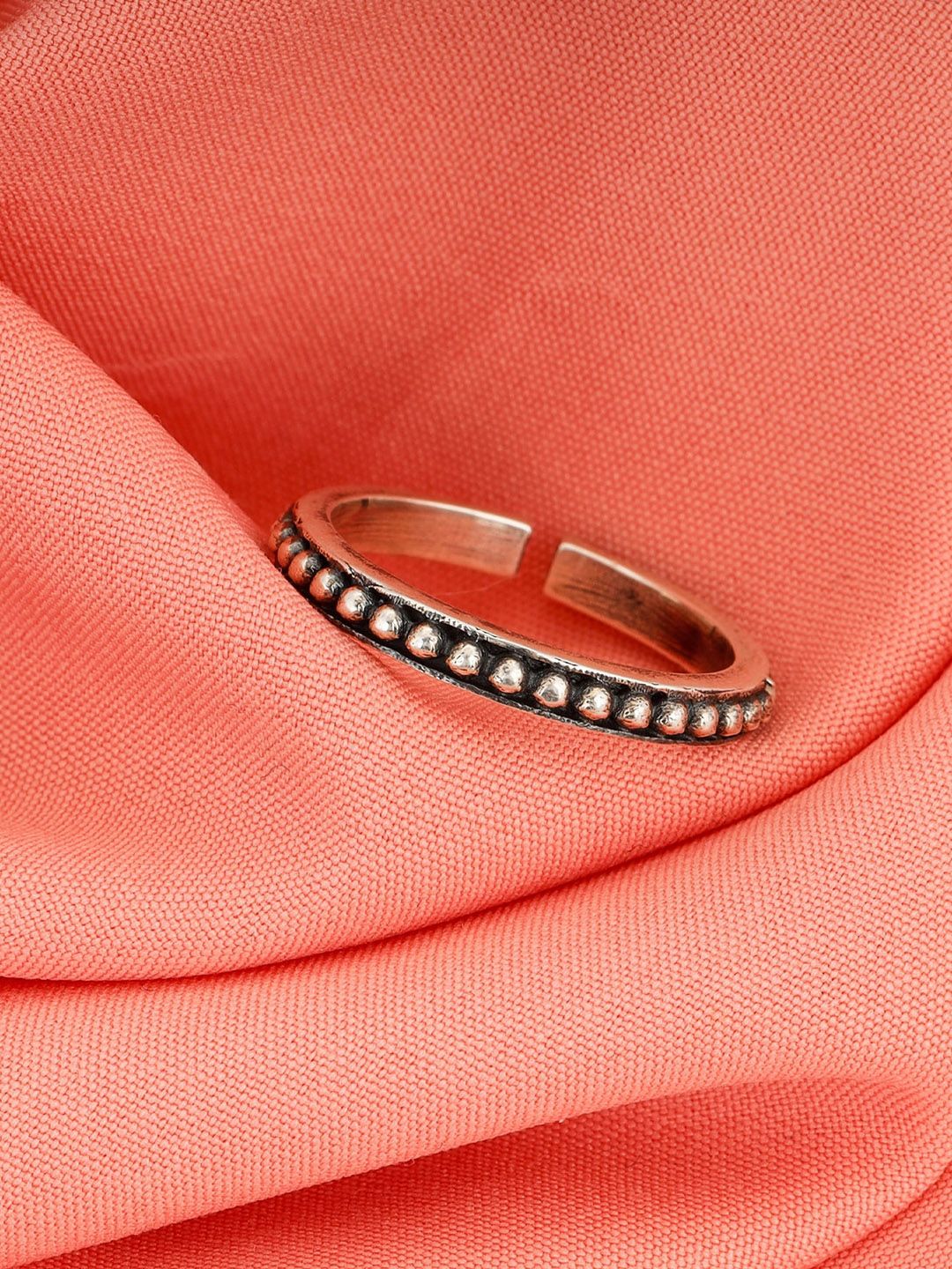 GIVA 925 Sterling Silver-Toned Oxidized Adjustable Finger Ring Price in India