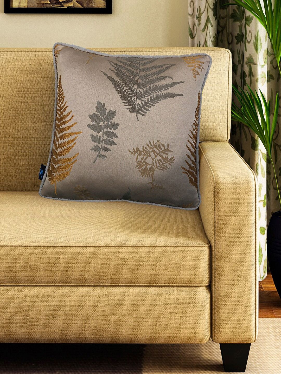 S9home by Seasons Grey Floral Square Cushion Covers Price in India