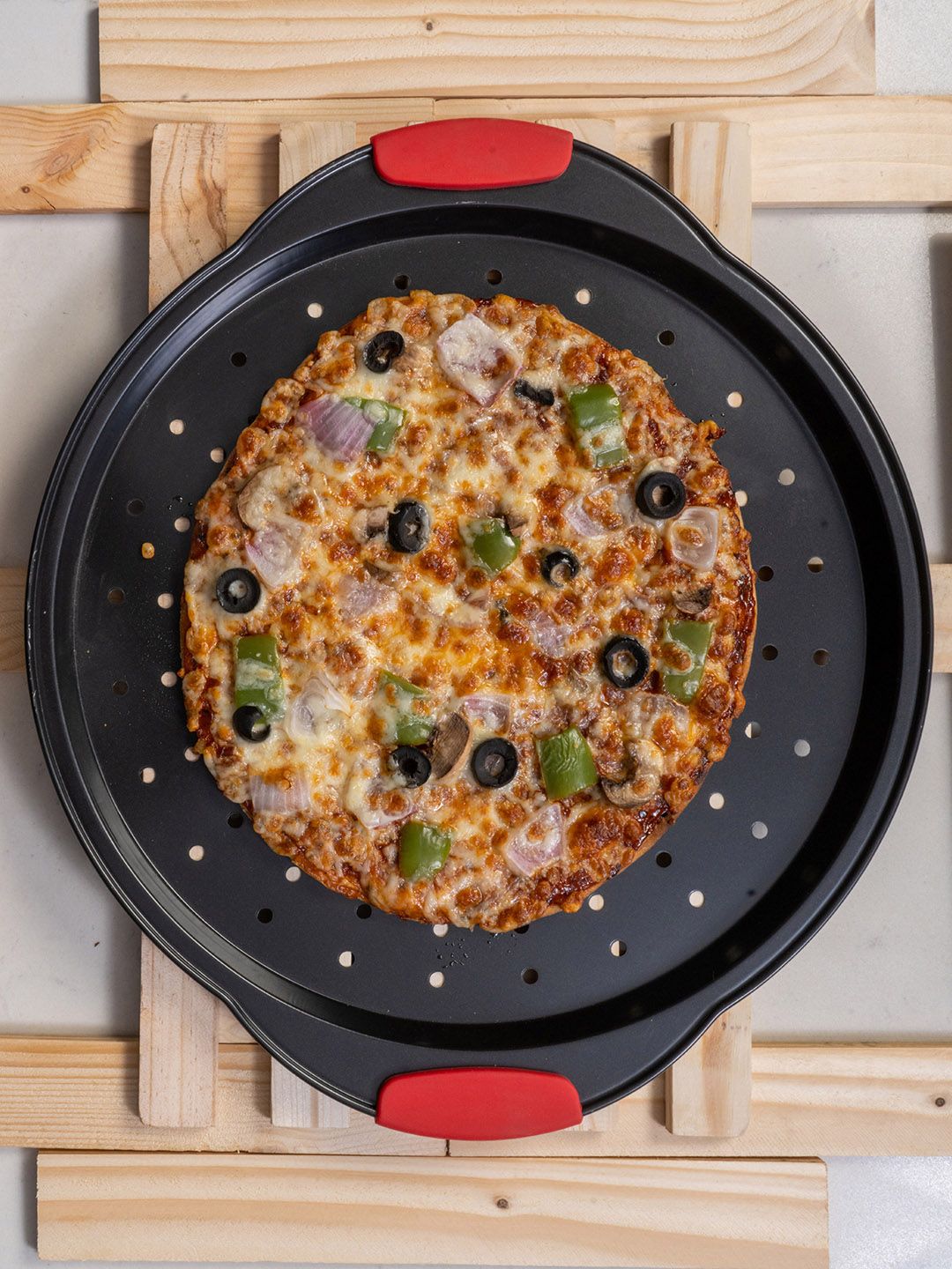 GOODHOMES Black Textured Pizza Pan Price in India