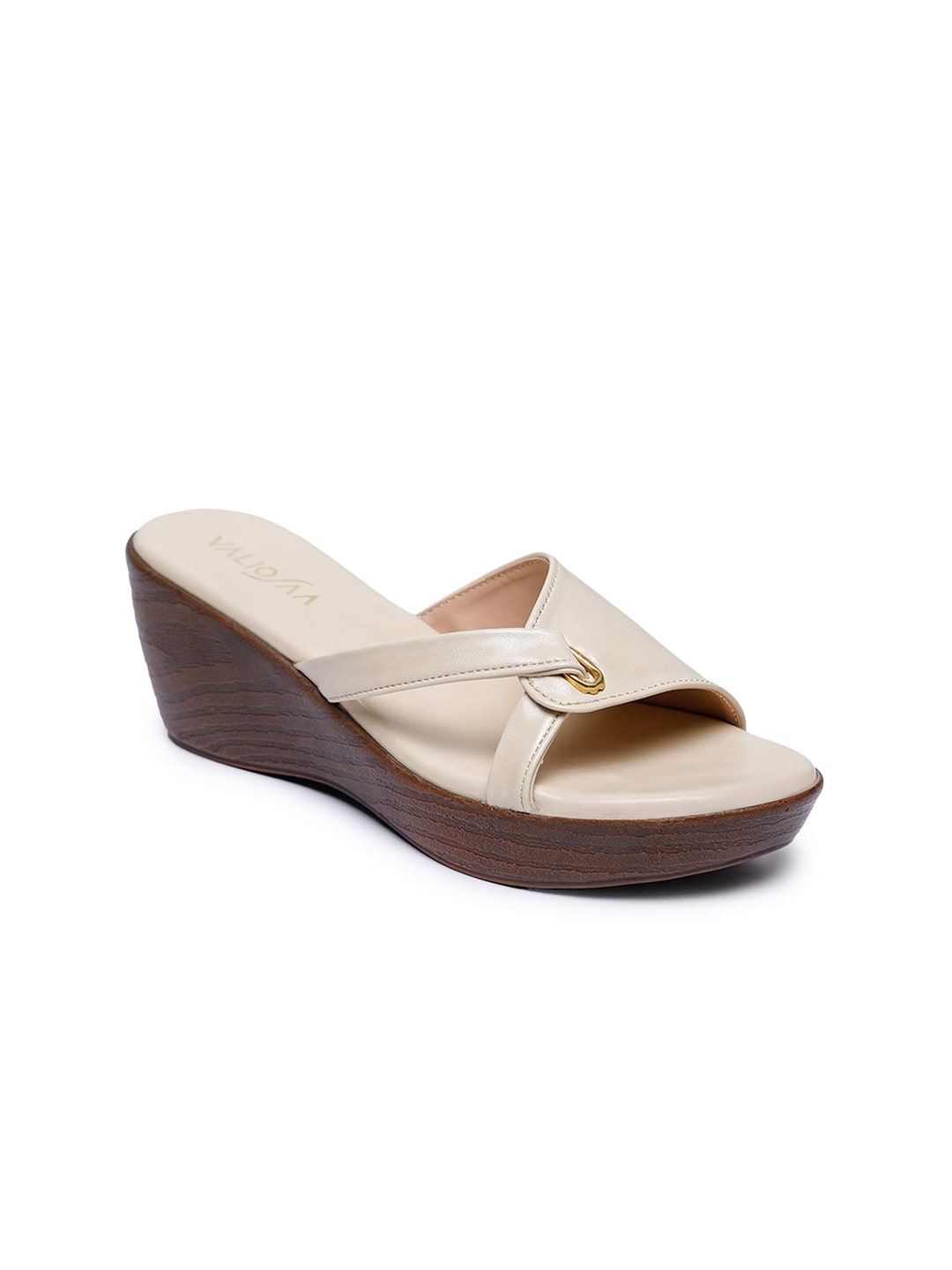 VALIOSAA Cream-Coloured Wedge Heels Price in India