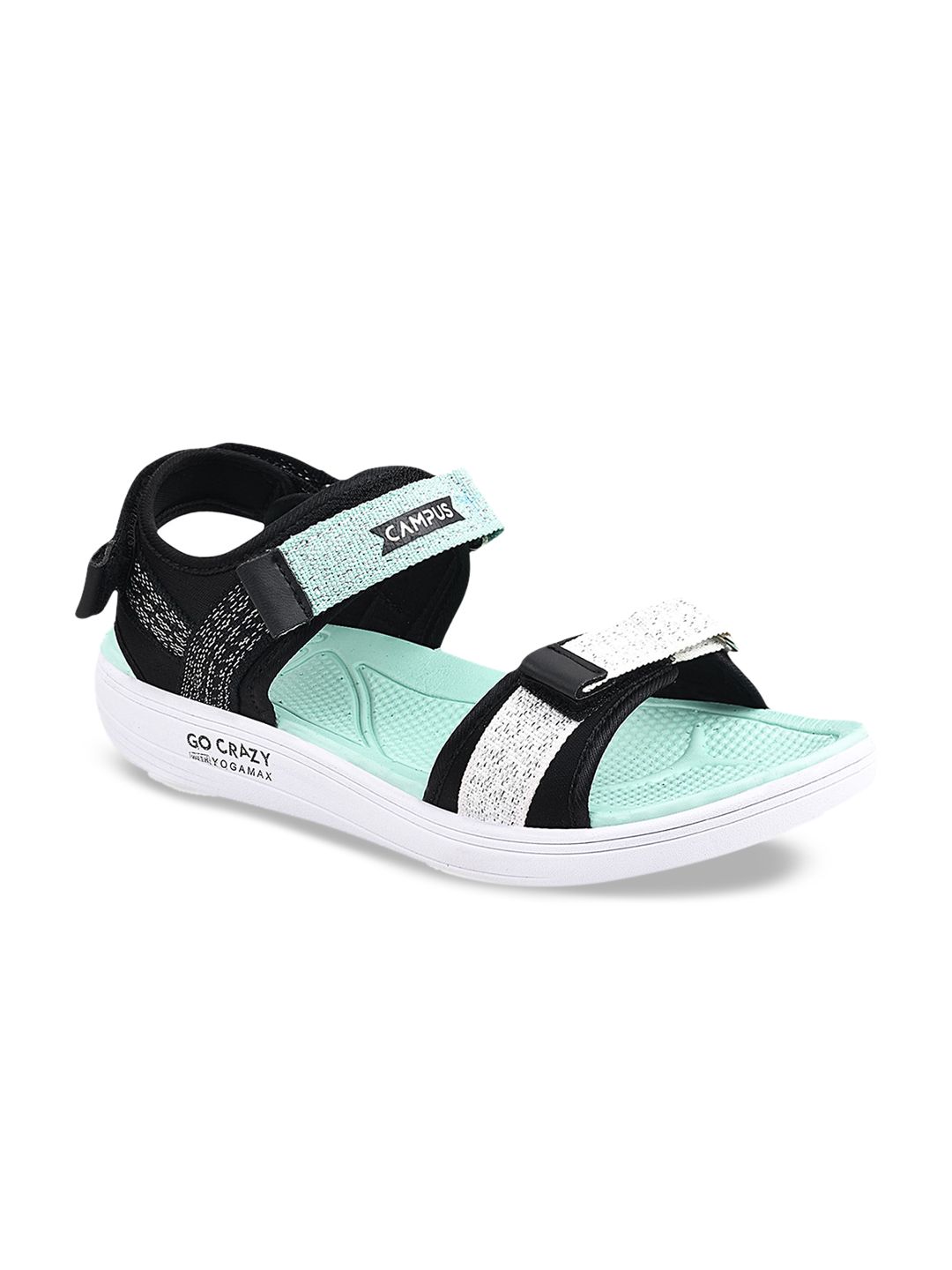Campus Women Black & Off-White Sports Sandals Price in India