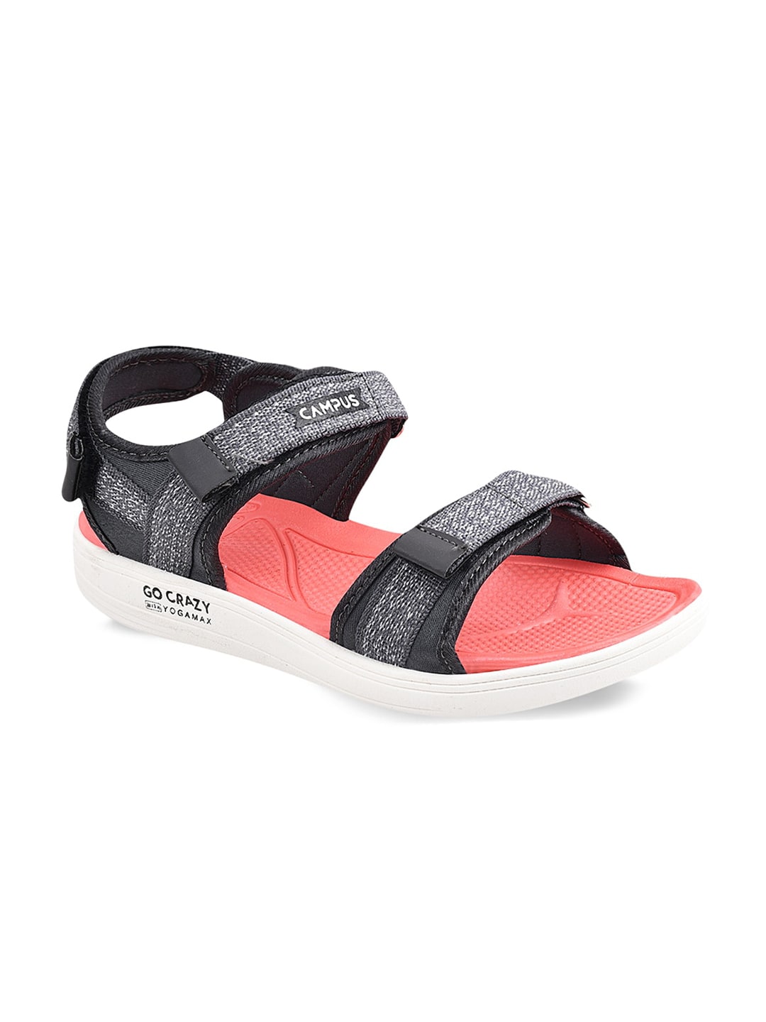 Campus Women Grey & Peach Patterned Sports Sandals Price in India