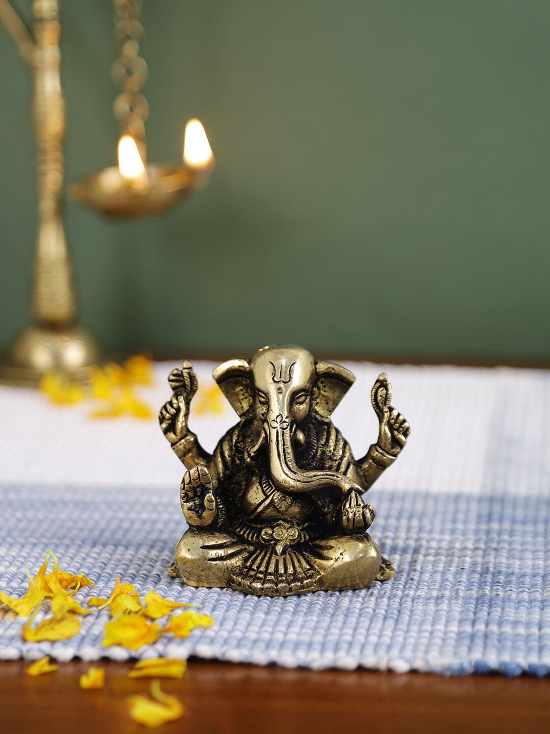 Imli Street Gold-Plated Textured Ganesh 4 Hands Showpiece Price in India