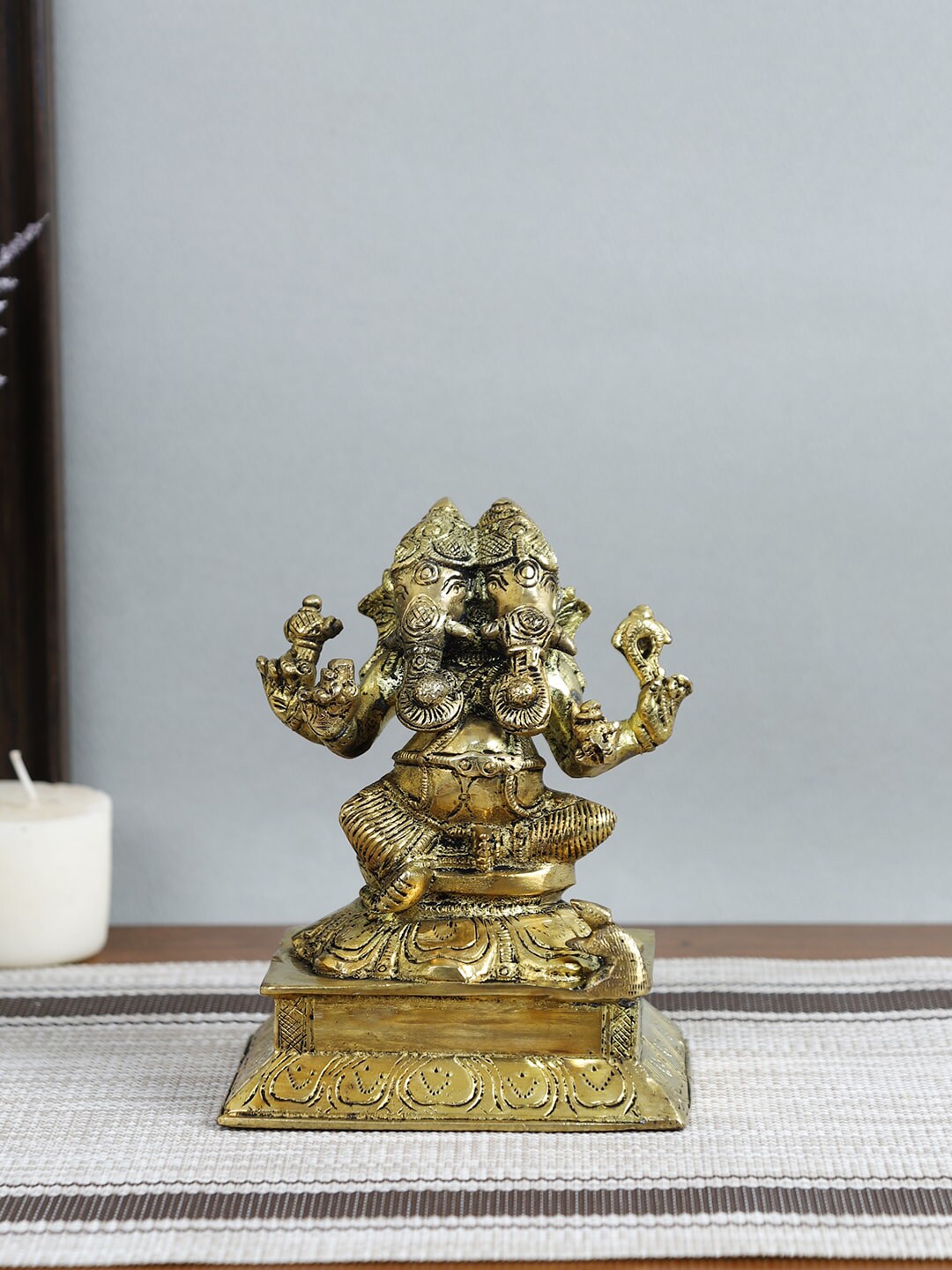 Imli Street Gold-Toned Ganesha 2 Head Showpieces Price in India