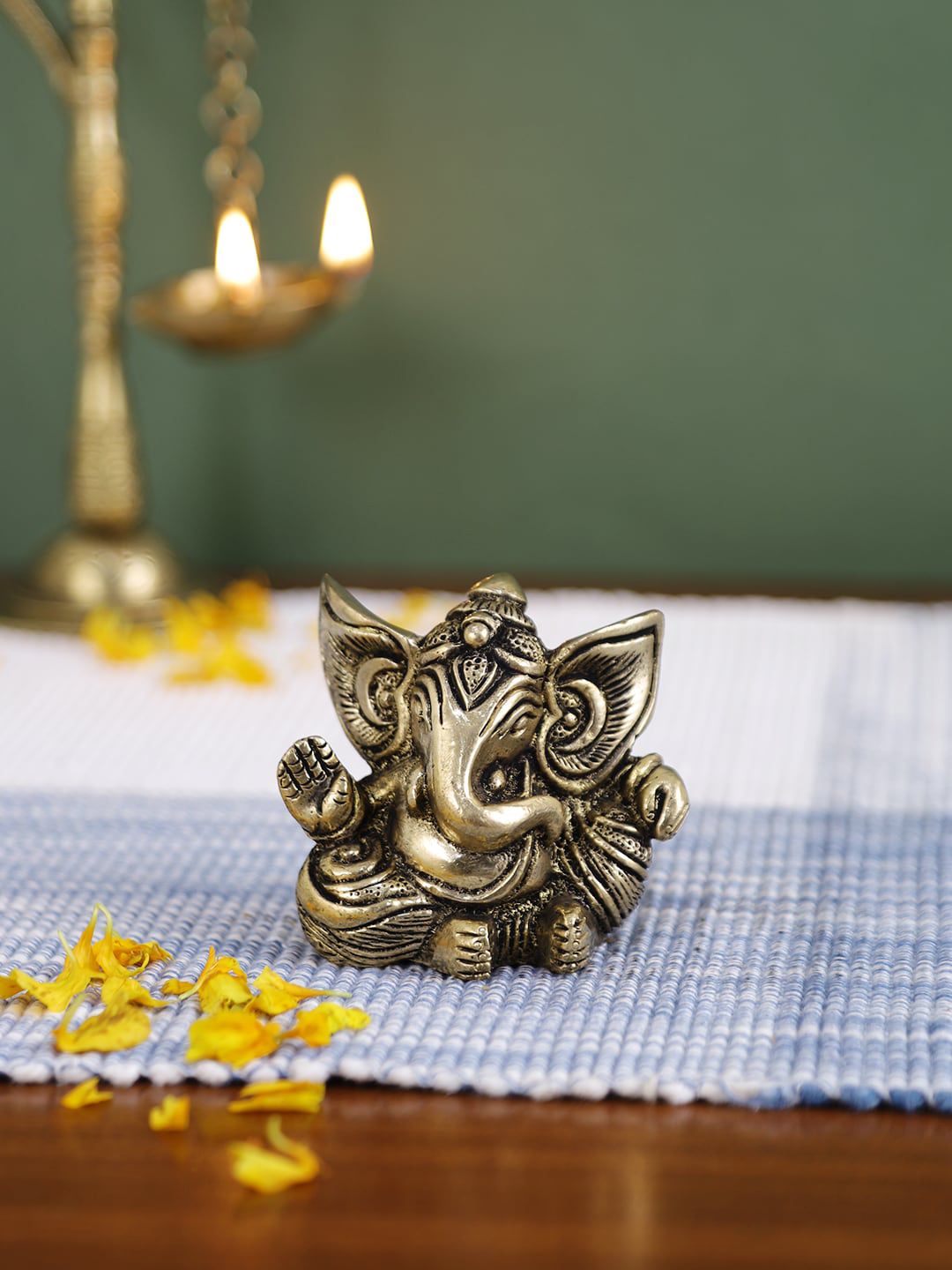 Imli Street Gold-Toned Ganesh 2 Hands Showpiece Price in India