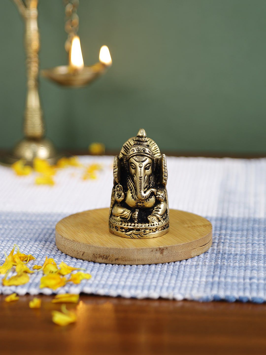 Imli Street Gold-Toned Brass Ganesha Idol Showpiece Price in India
