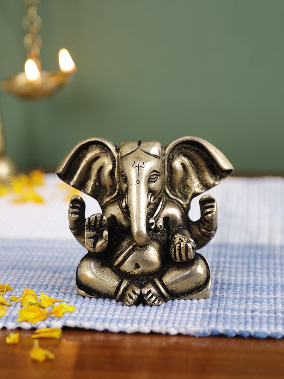 Imli Street Gold-Toned Ganesh 4 Hands Showpiece Price in India