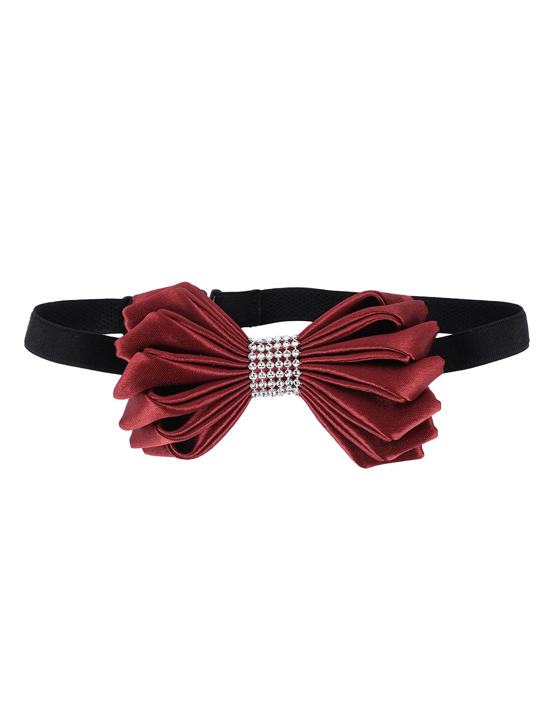 Alvaro Castagnino Men Maroon & Silver-Toned Solid Bow Tie