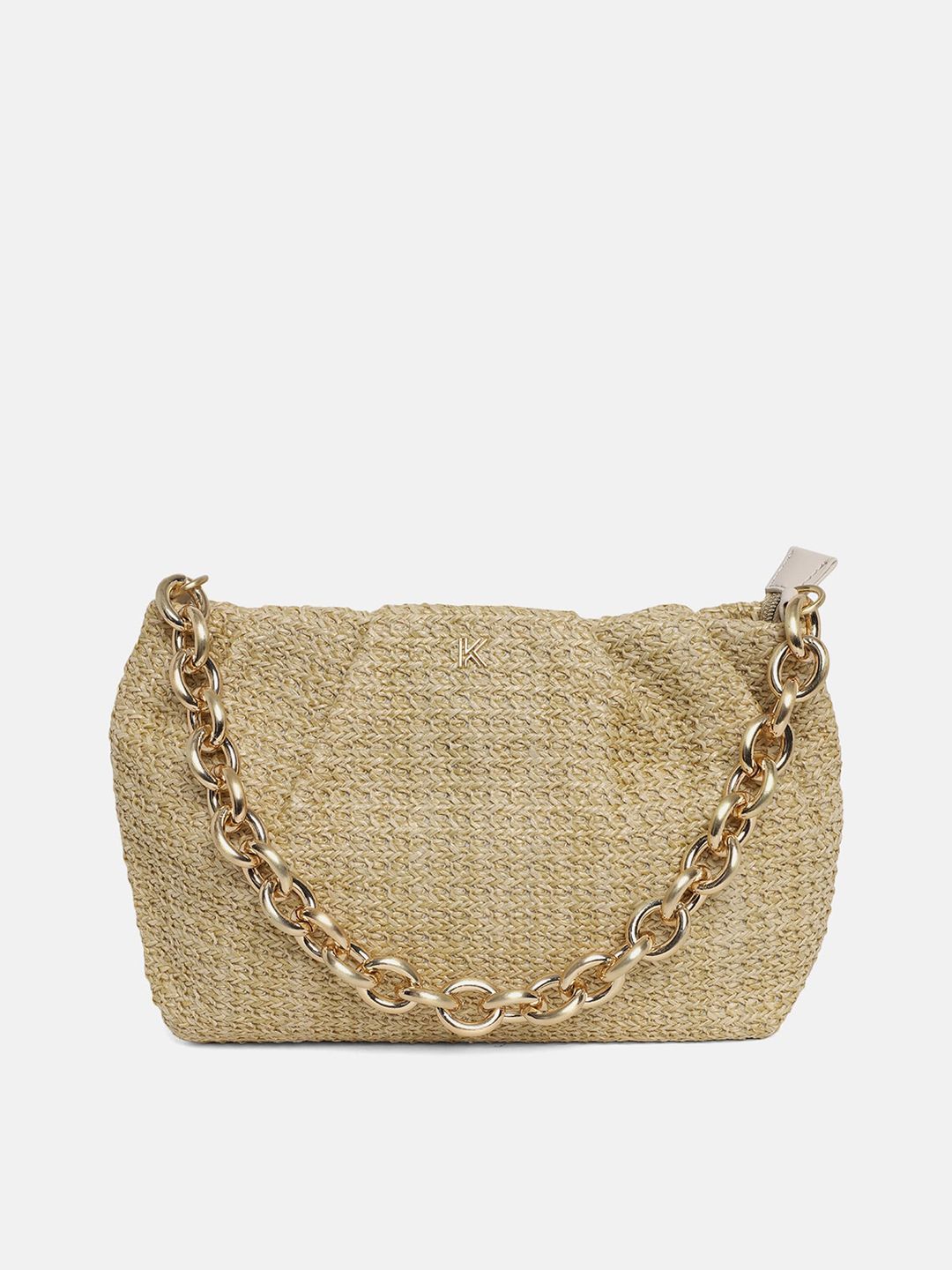 KENDALL & KYLIE Beige Textured Structured Sling Bag Price in India