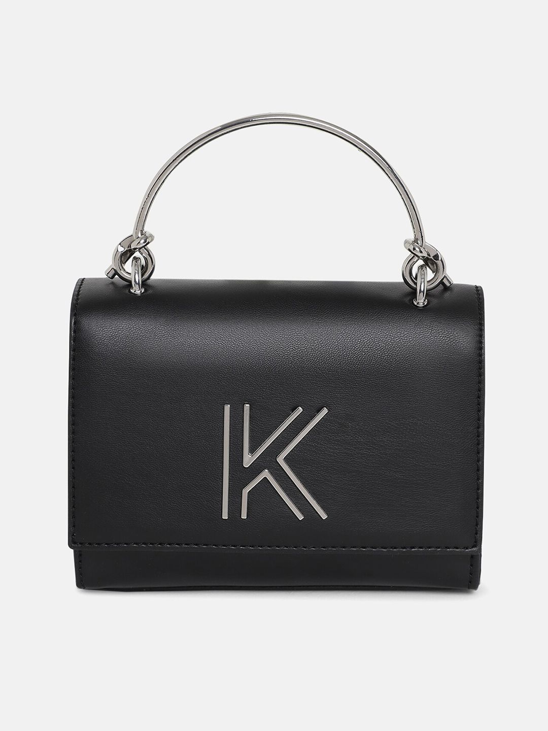 KENDALL & KYLIE Women Black Embellished Structured Handheld Bag Price in India