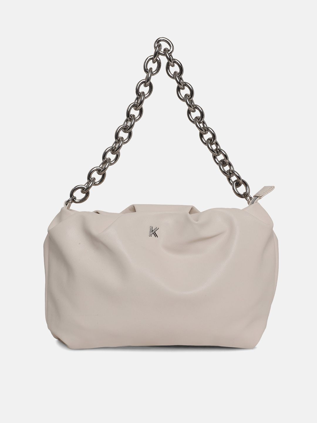 KENDALL & KYLIE White Structured Hobo Bag with Quilted Price in India