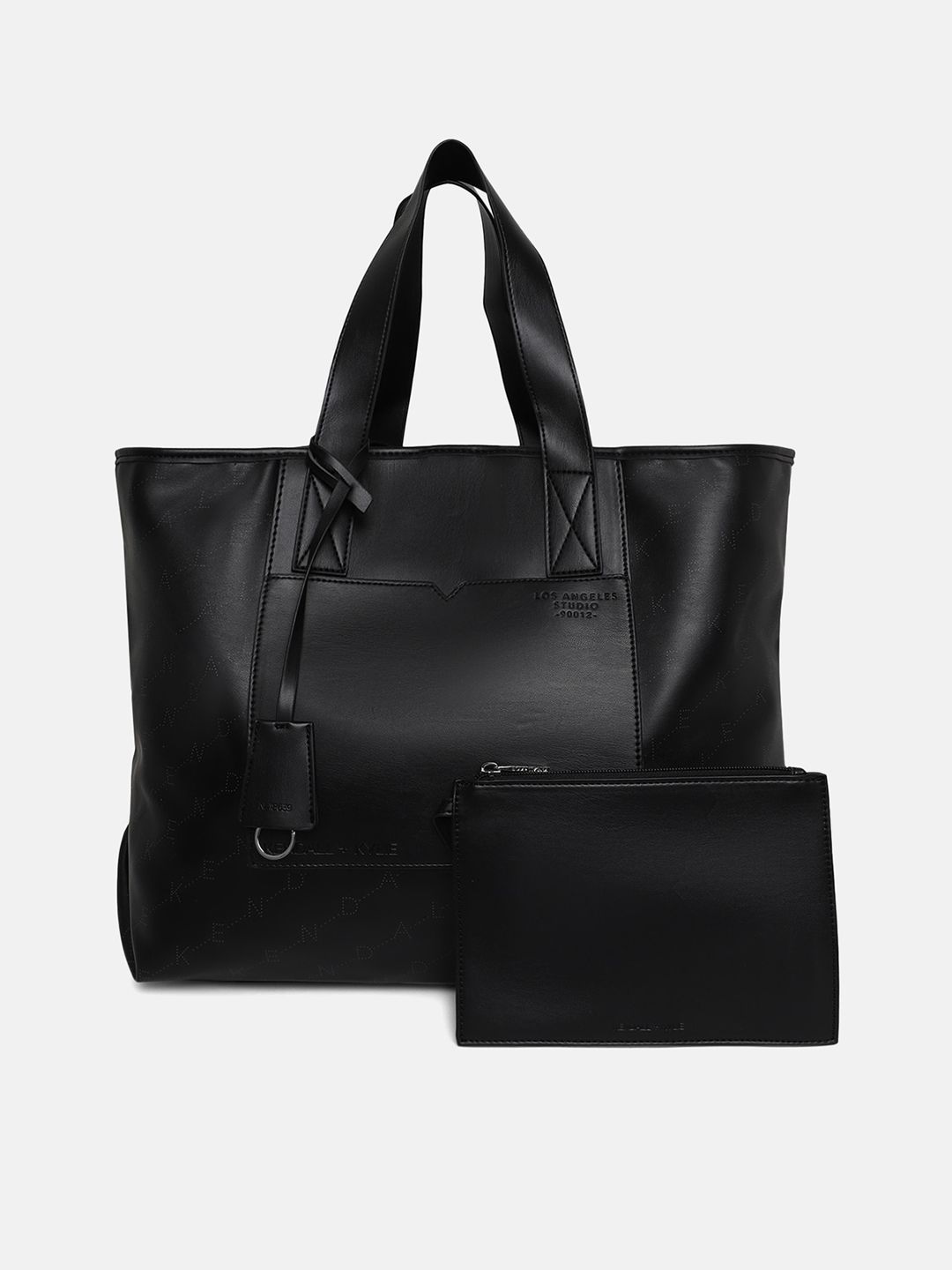 KENDALL & KYLIE Black Oversized Shopper Tote Bag with Tasselled Price in India