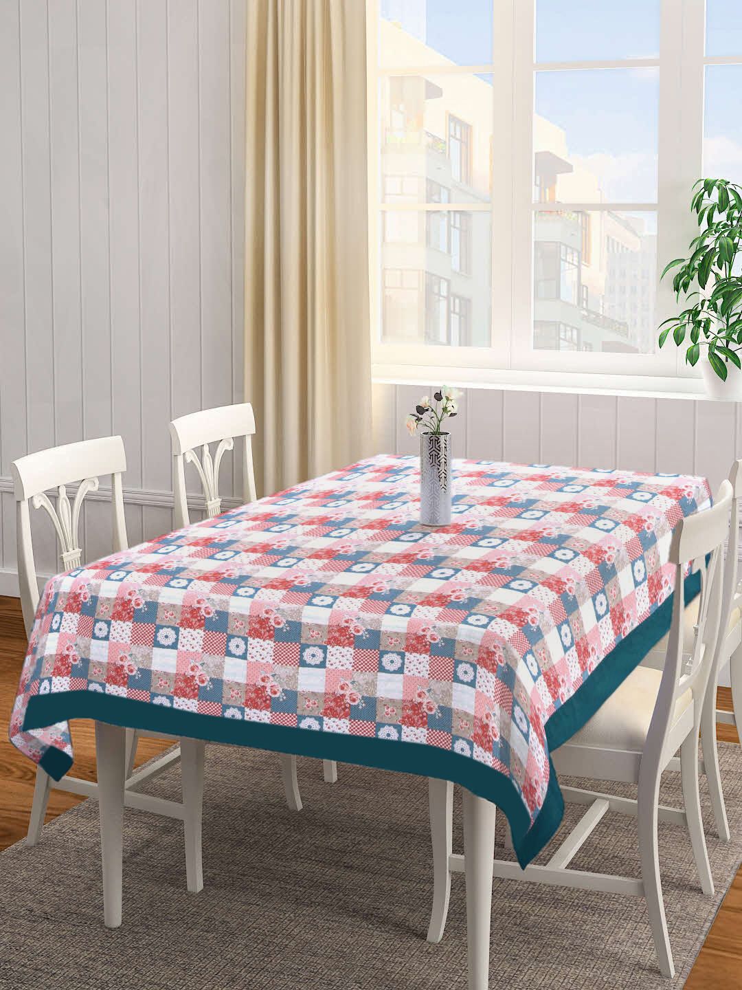 SHADES of LIFE Pink & Blue Printed Cotton Table Cover Price in India