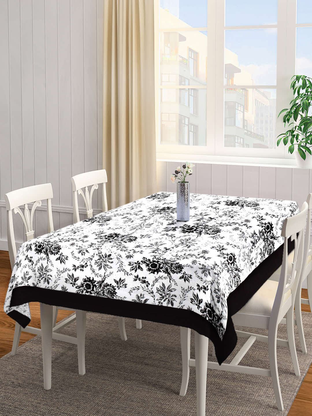 SHADES of LIFE White Printed 6-Seater Table Cover Price in India