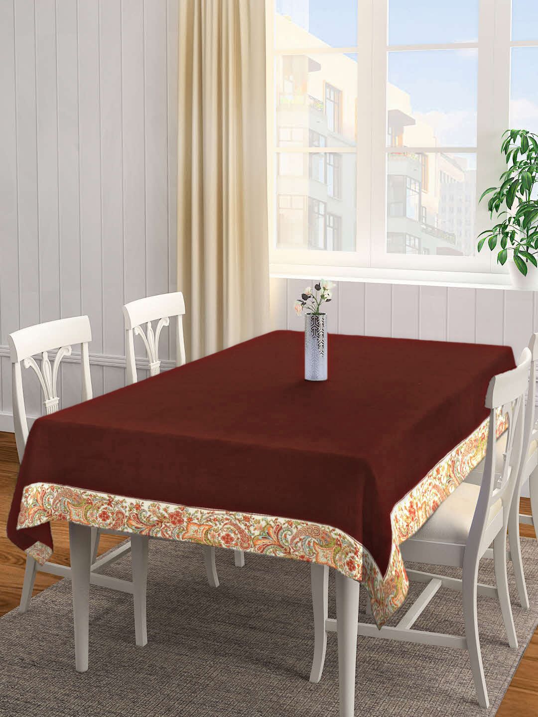 SHADES of LIFE Rust Solid 6 Seater Table Covers Price in India