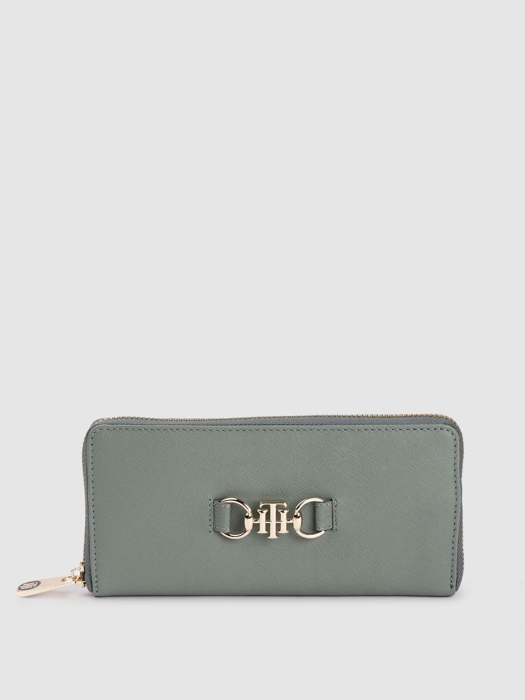Tommy Hilfiger Women Olive Green Leather Zip Around Wallet Price in India