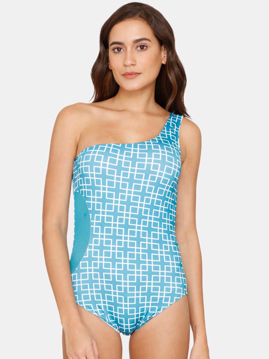 Coucou Women Blue & White Printed Swimsuit Price in India