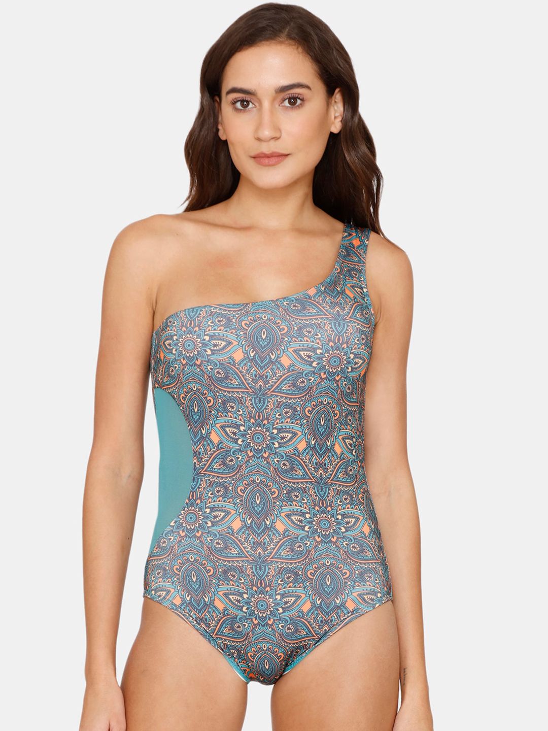 Coucou Women Blue Printed Swimwear Price in India