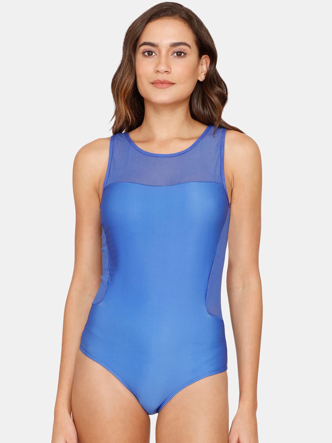 Coucou Women Blue Solid Swimming Dress Price in India