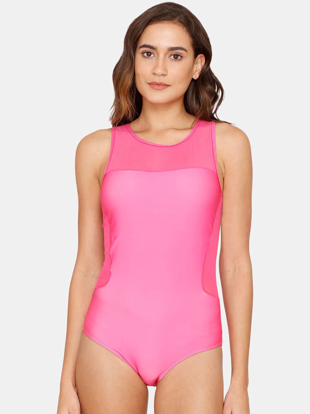 Coucou Women Pink Solid Padded Swimsuit Price in India