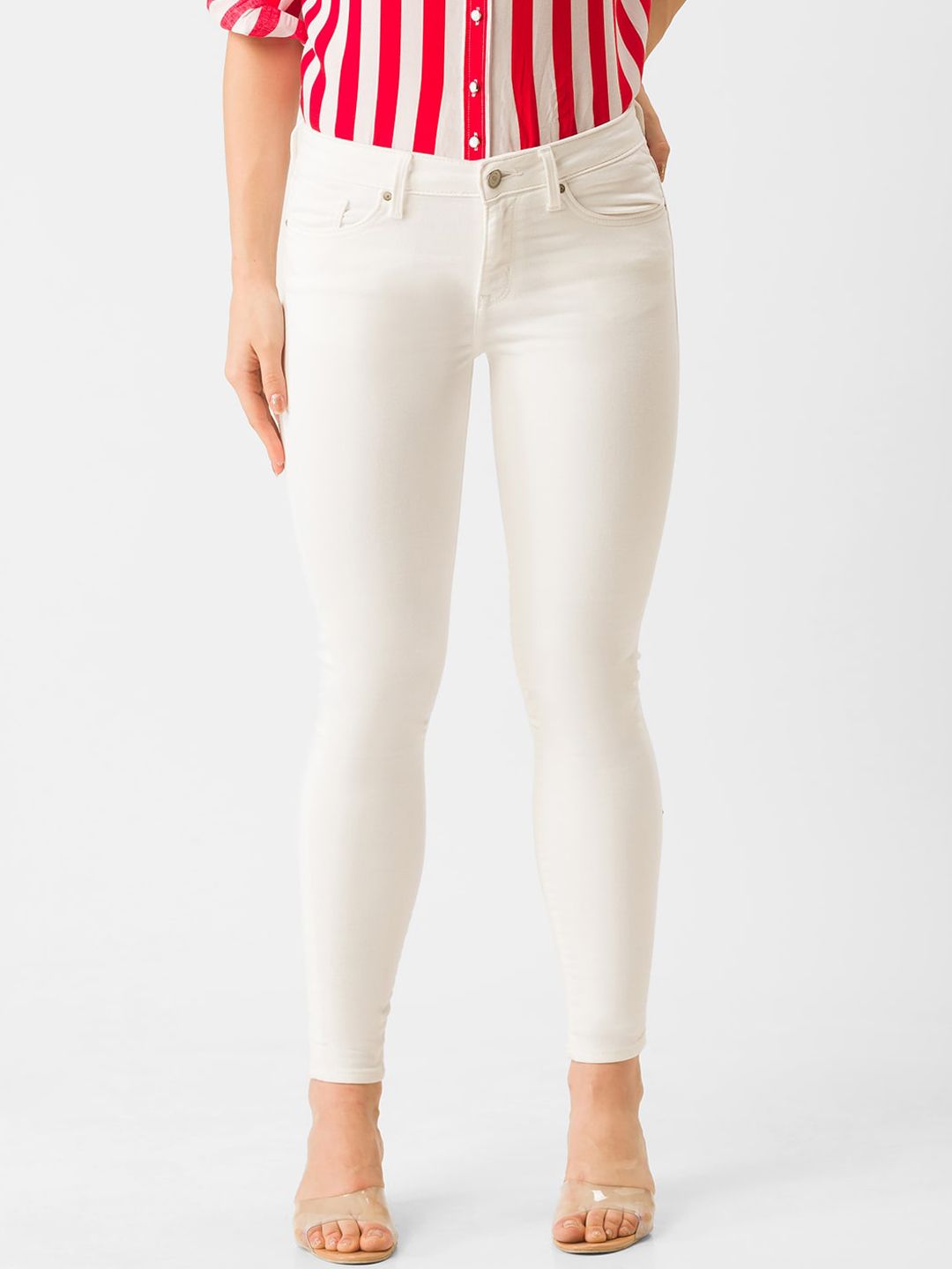 SPYKAR Women White Alicia Super Skinny Fit Cotton Jeans Price in India