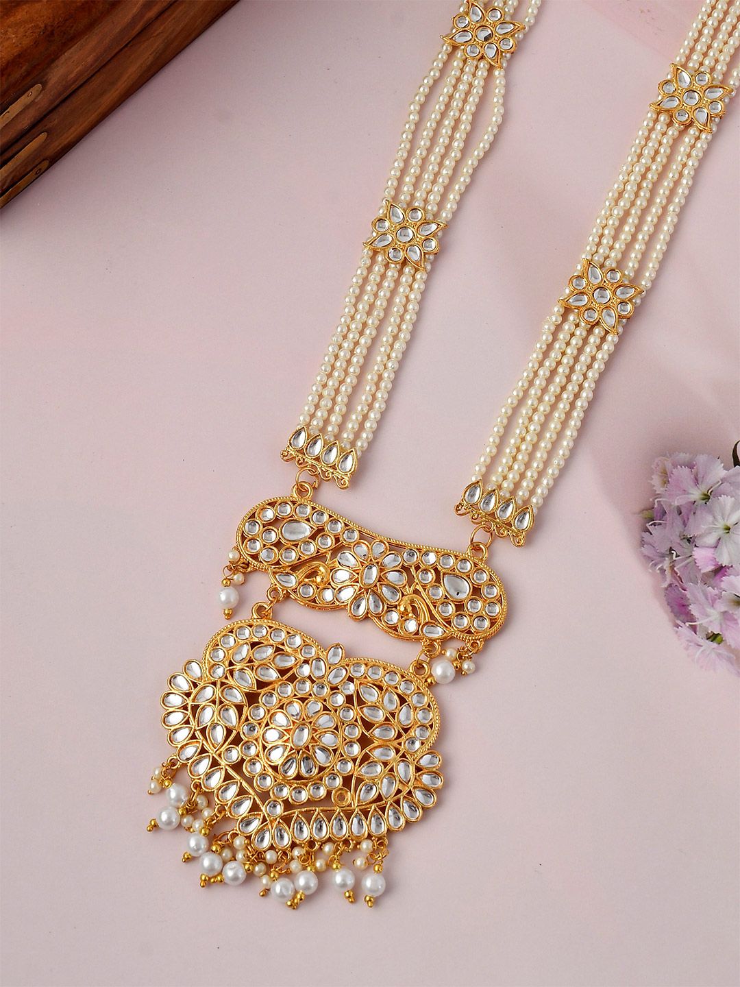 Silvermerc Designs Gold-Toned & White Brass Gold-Plated Necklace Price in India