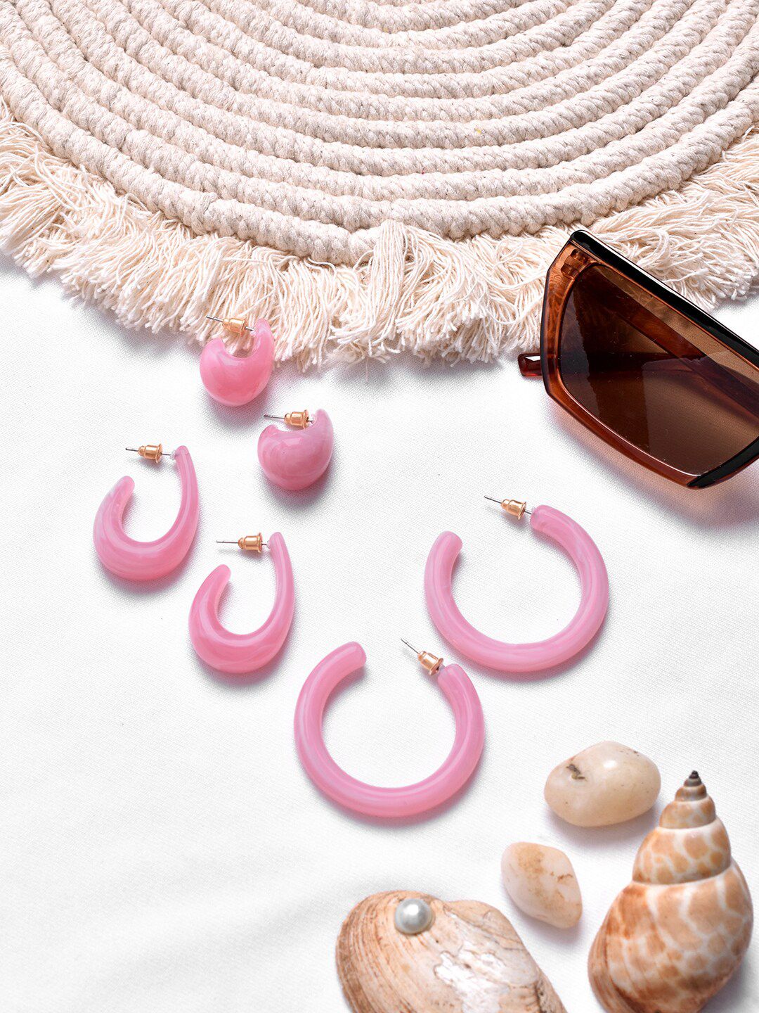 BEWITCHED Pink Contemporary Half Hoop Earrings Price in India