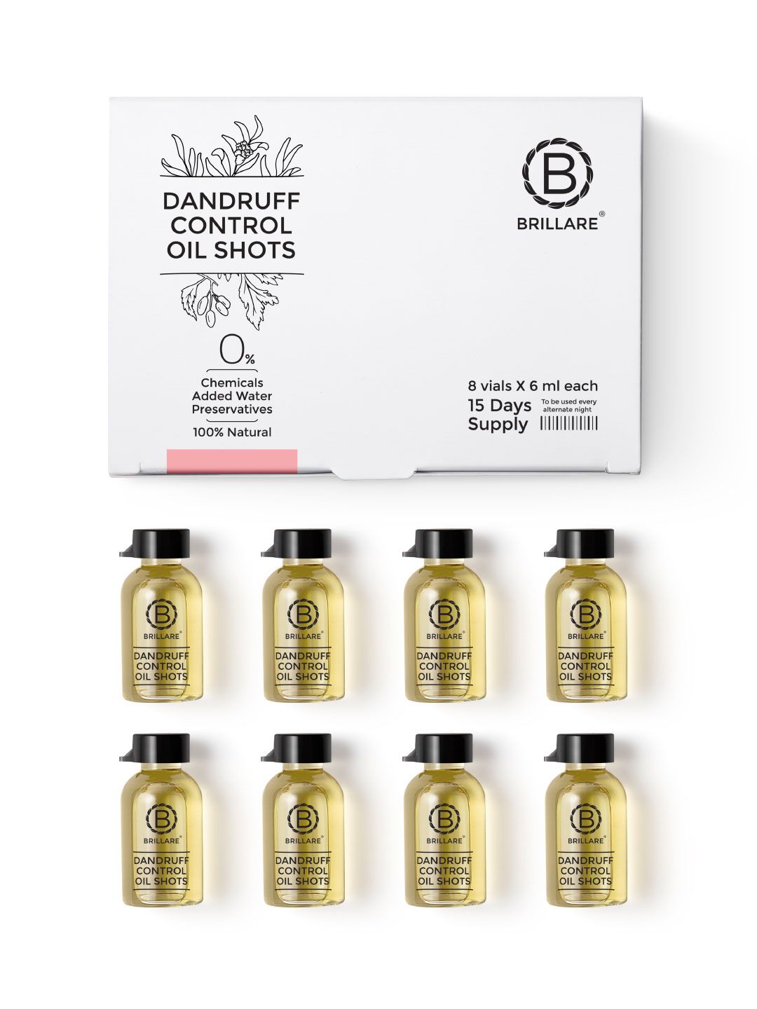 BRILLARE Set of 8 Dandruff Control Booster Oil Shots for Itchy & Flaky Scalp - 6ml Each Price in India