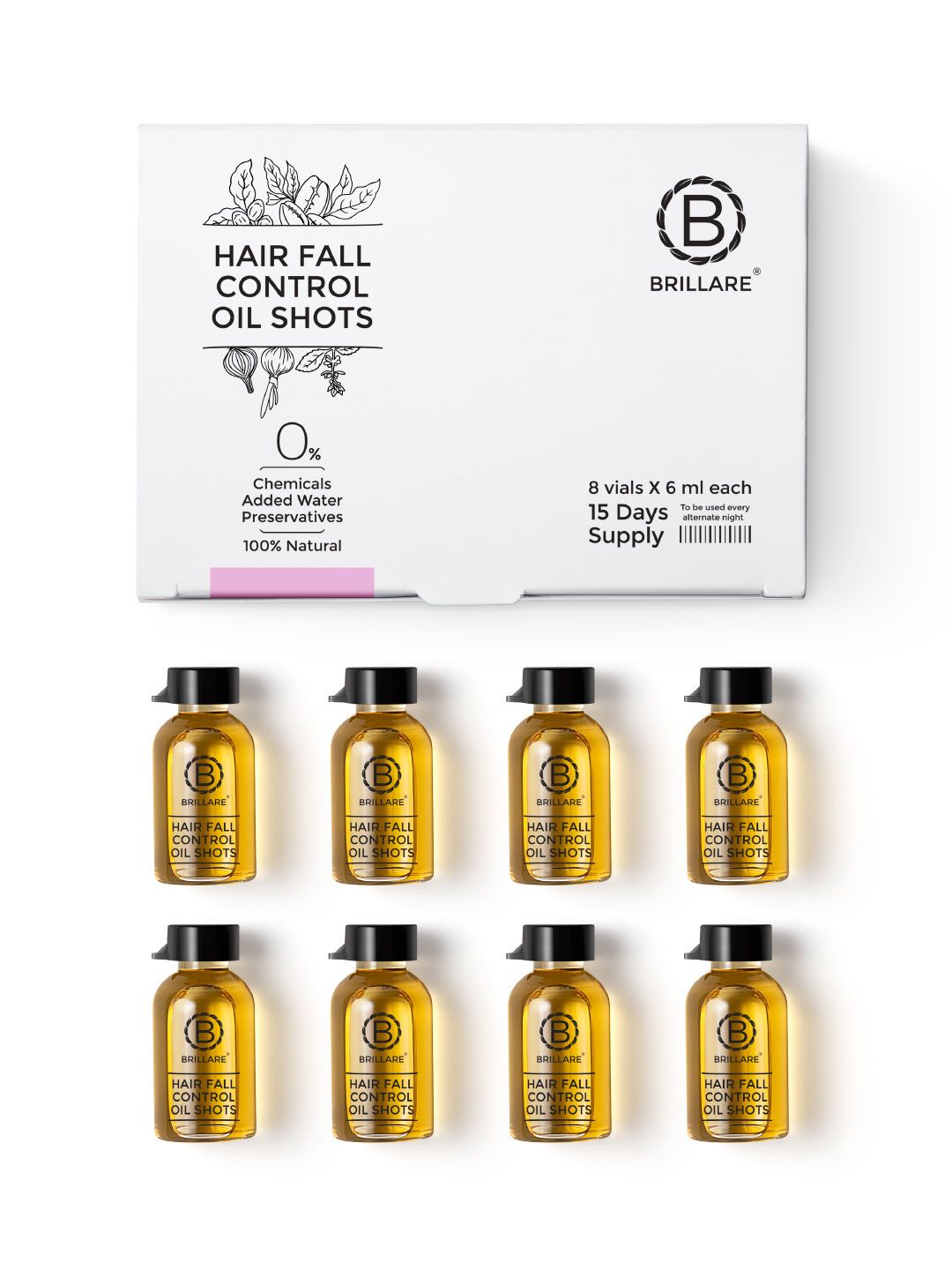 BRILLARE Set of 8 Hair Fall Control Oil Shots to Reduce Seasonal Hair Fall - 6 ml Each Price in India