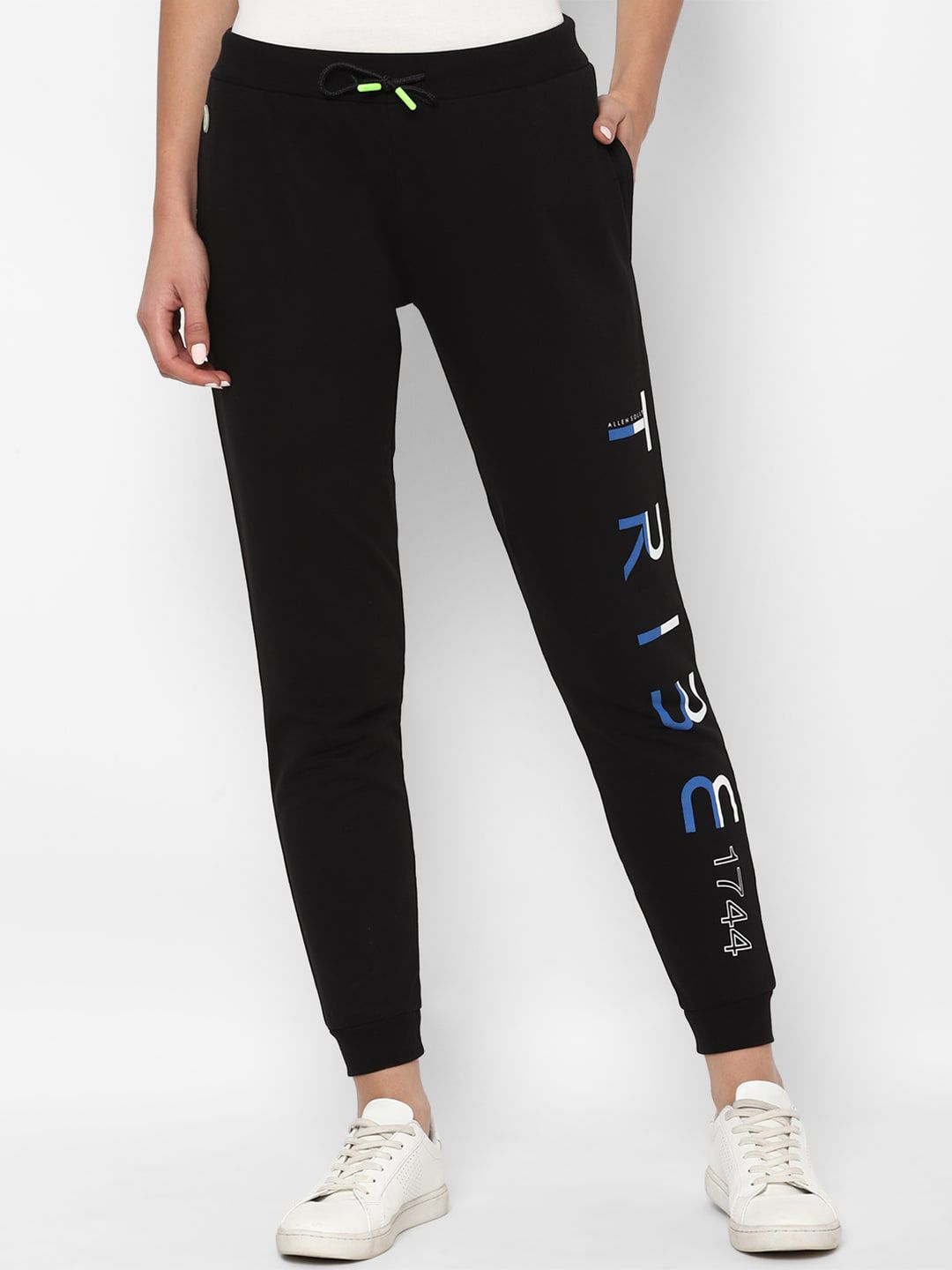 Allen Solly Woman Women Black Embroidered Pure Cotton Joggers Price in India