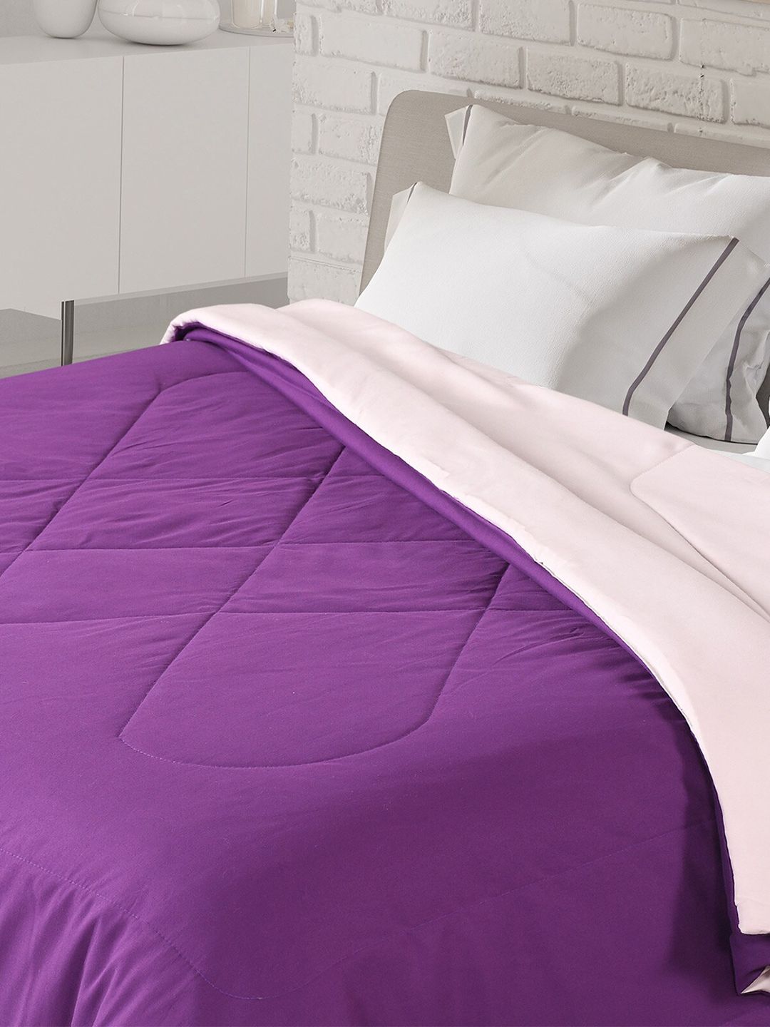 Florida Purple & Cream-Coloured Microfiber AC Room Reversible Single Bed Comforter Price in India