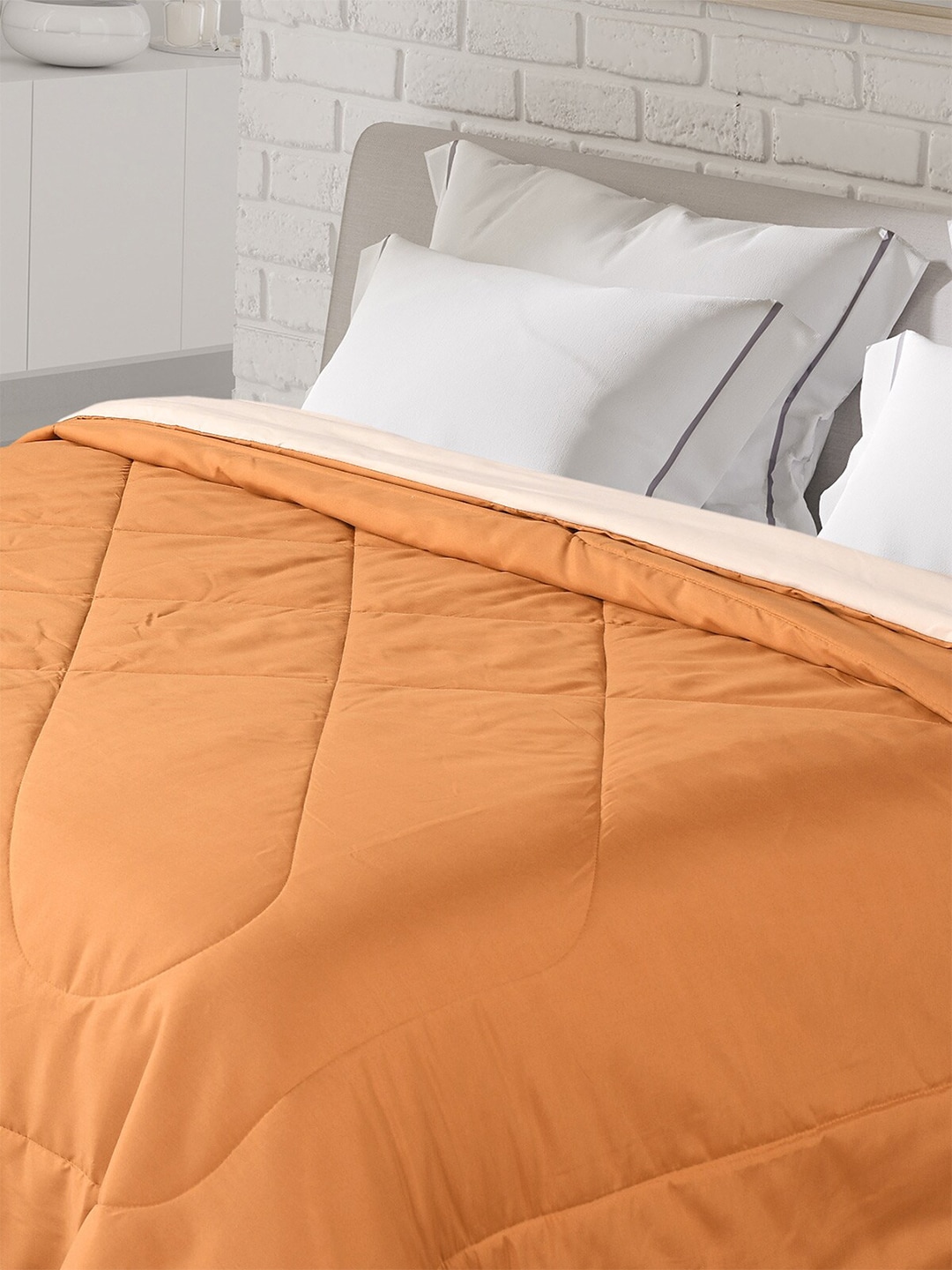 Florida Orange & Cream-Coloured Microfiber AC Room Single Bed Comforter Price in India